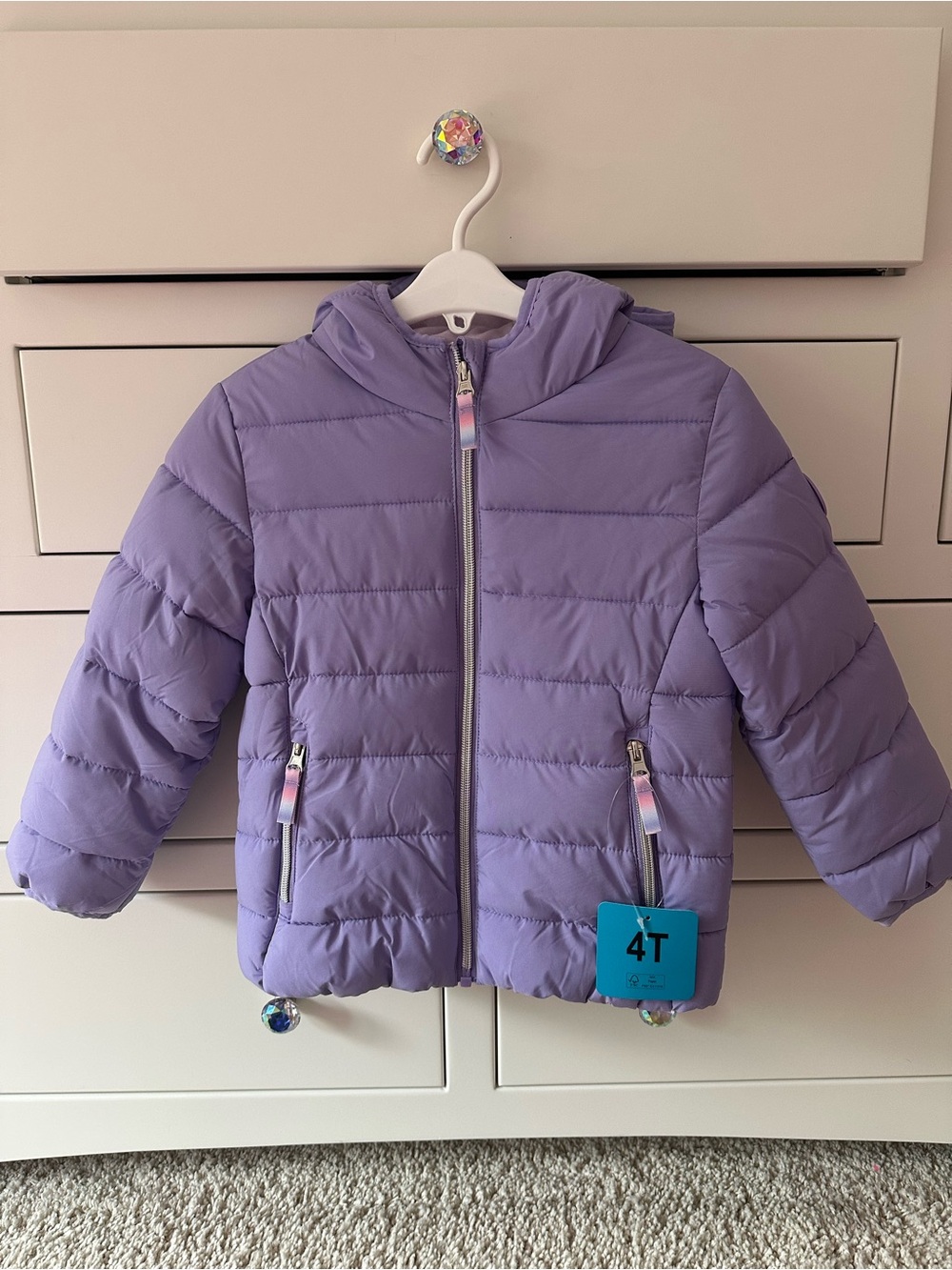 NWT 4T Lilac Quilted Puffer Jacket with Hood